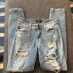 Judy Blue Slim Fit Distressed Blue Jeans